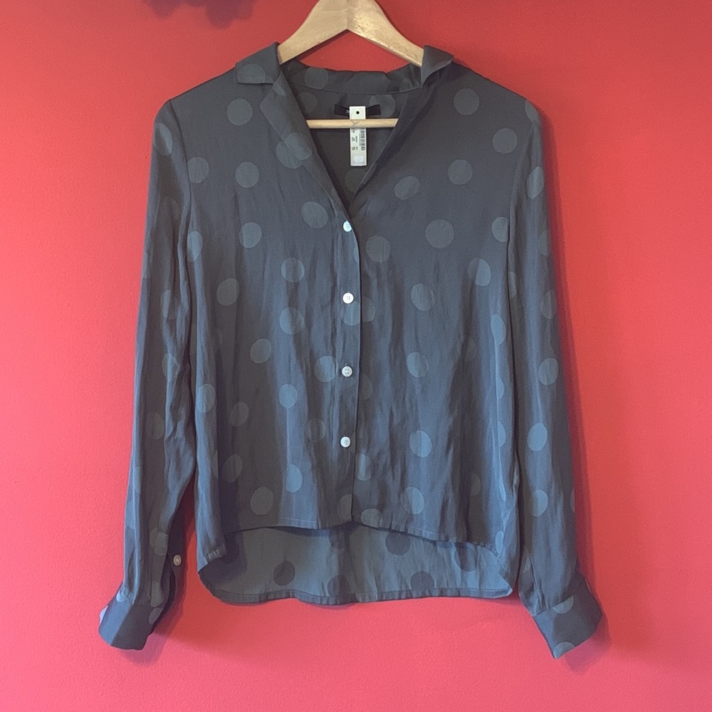 NWT Madewell GREEN Jacquard Dot Pajama Shirt - Picture 3 of 7
